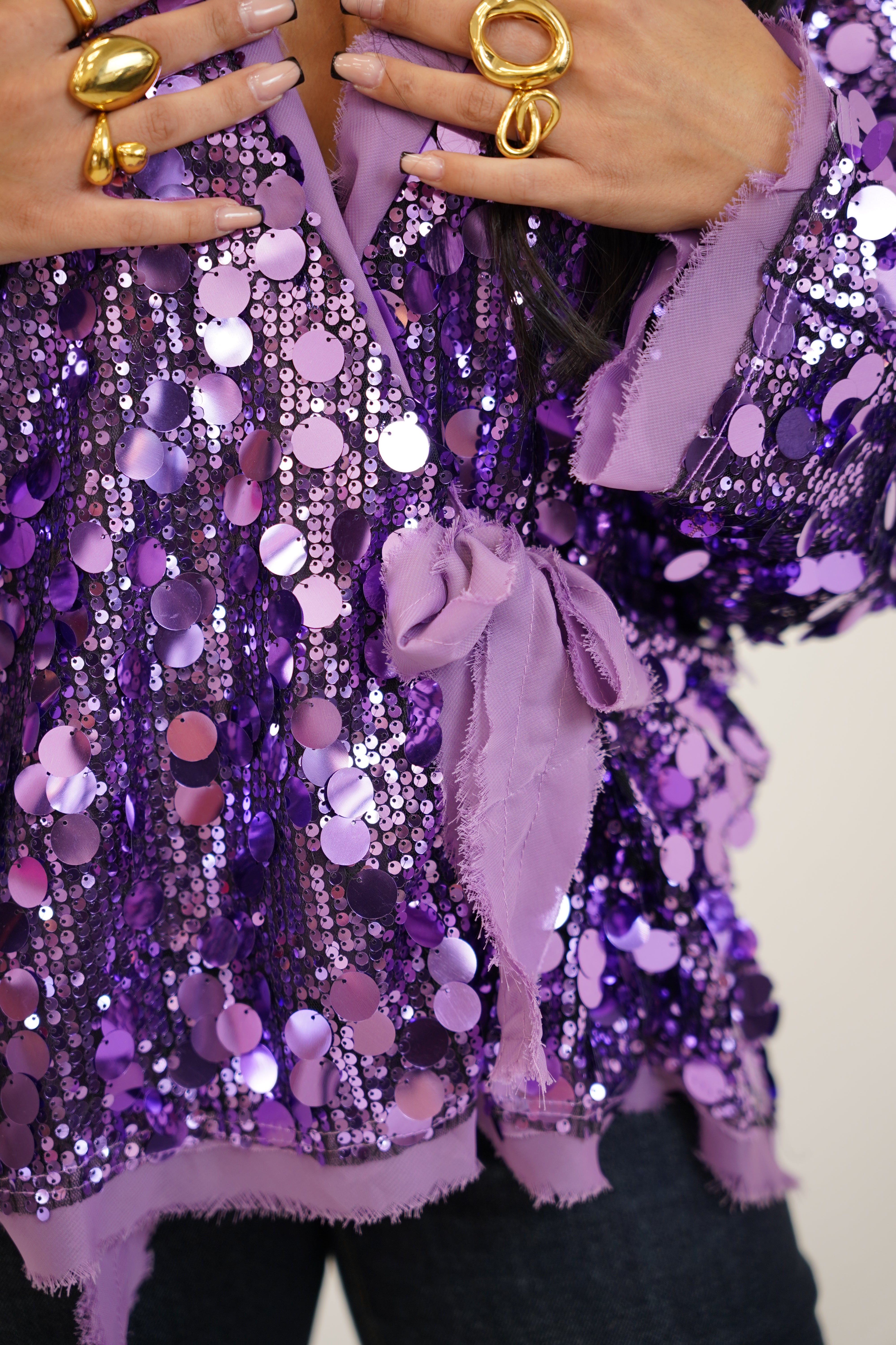 KIMONO CON PAILLETTES VIOLA