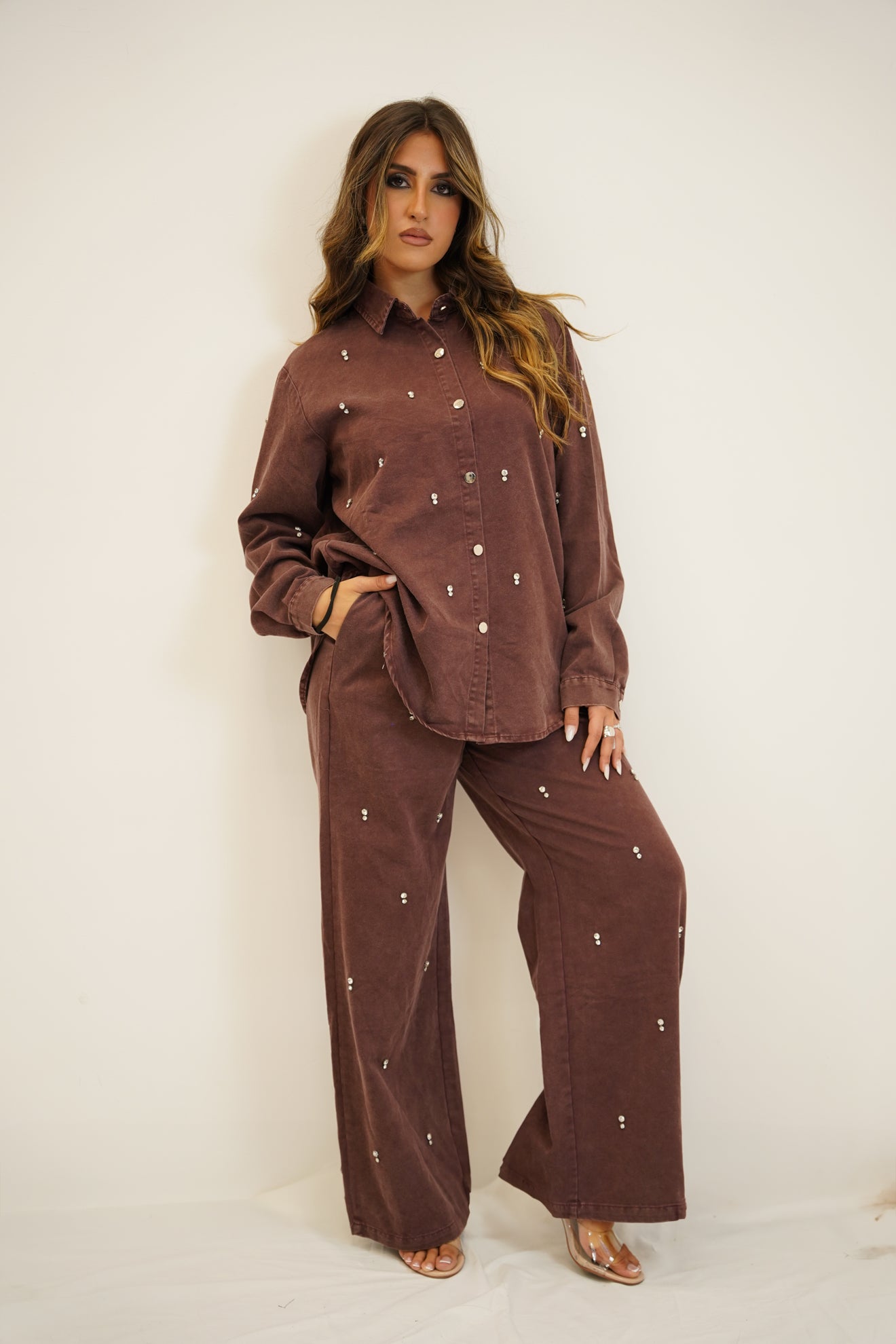 COORDINATO CON ZIRCONI BORDEAUX
