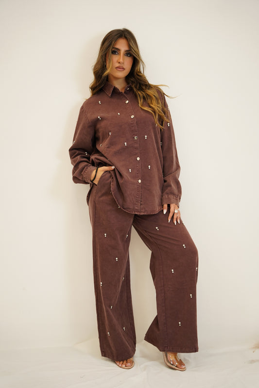 COORDINATO CON ZIRCONI BORDEAUX