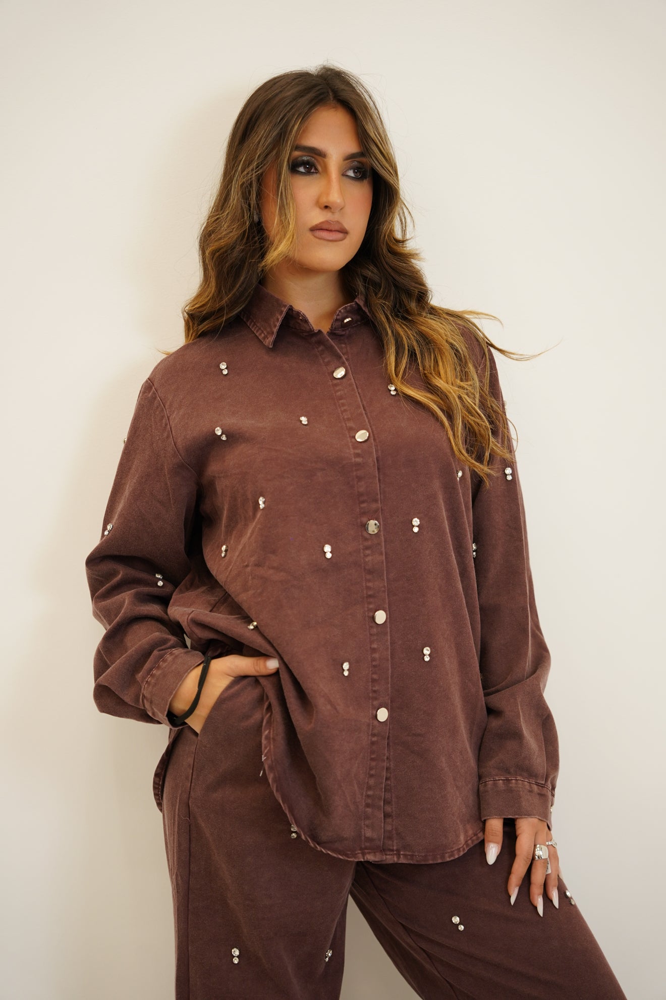 COORDINATO CON ZIRCONI BORDEAUX